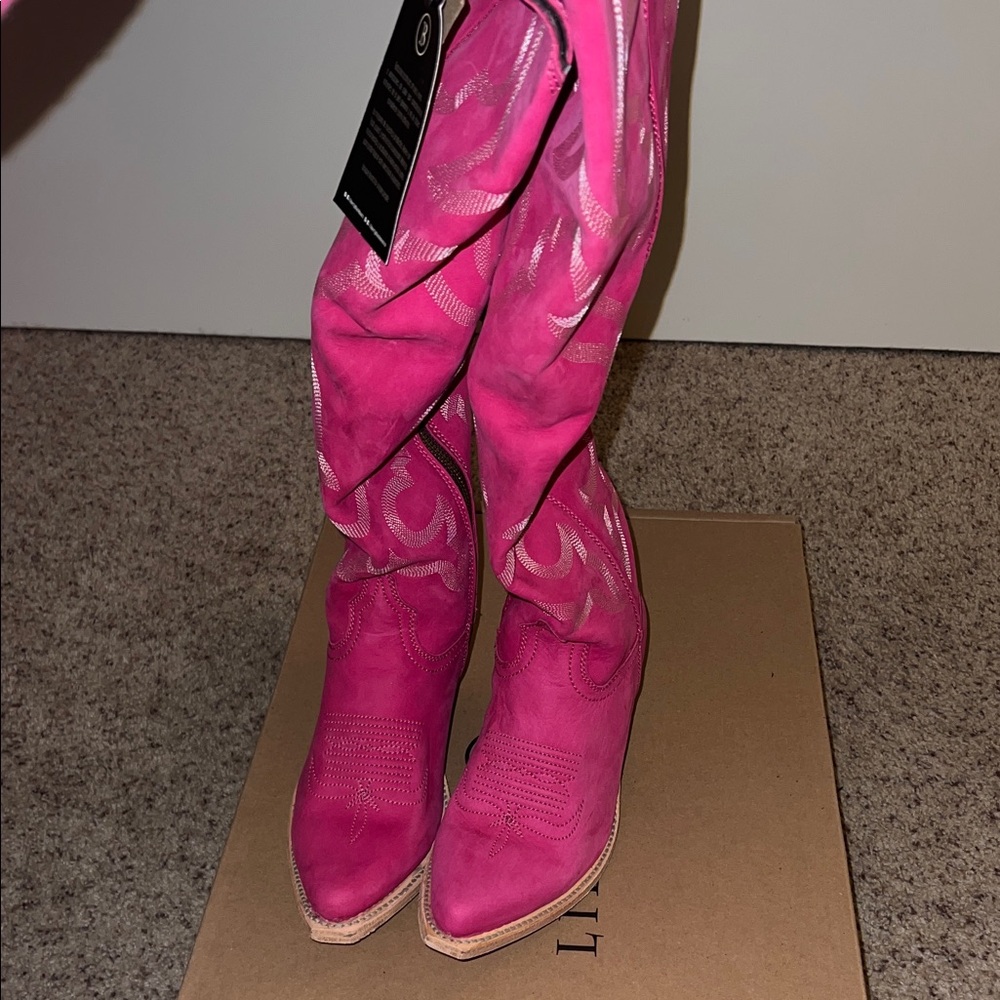 Liberty Black Alyssa Fuchsia Over the Knee Boots - Picture 3 of 5